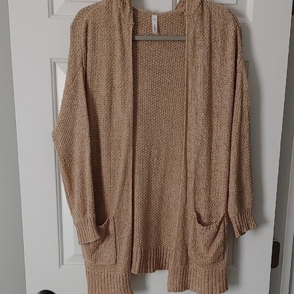 Wishlist Tan Women's Lg Hooded Open Cardigan With Pockets - Picture 3 of 5
